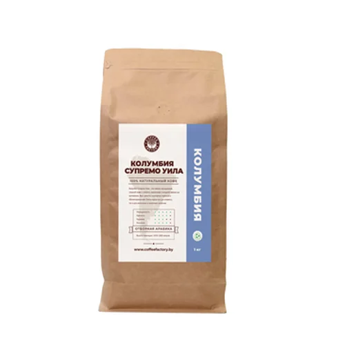 Кофе натуральный жареный "Coffee Factory" Колумбия Супремо 1 кг (зерно)