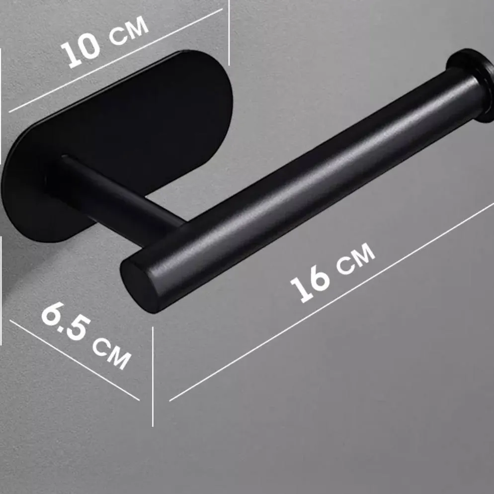 Toilet Paper Holder without Drilling Self-adhesive Wall Mounted Black, Silver (