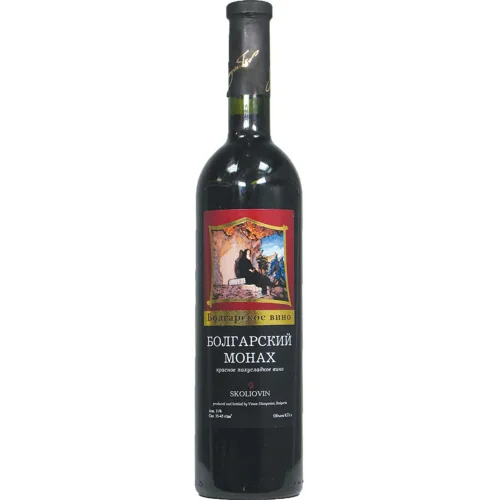 Wine table semi-sweet red Bulgarian monk. Traffic sign «Skoliovin» 11% 0.75