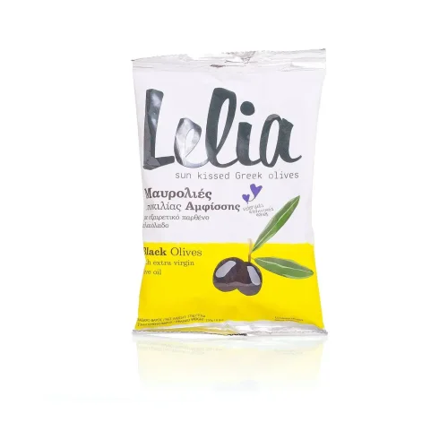 Black natural pitted olives in LELIA olive oil 275g