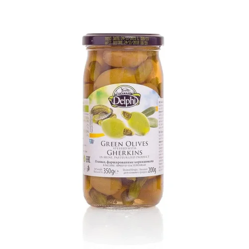 Olives stuffed with gherkins in DELPHI brine 350g