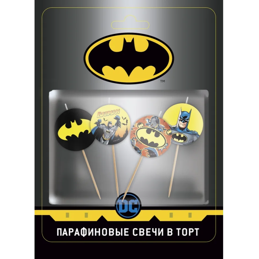 Batman. Paraffin candles in a cake, 4 pcs, in a blister