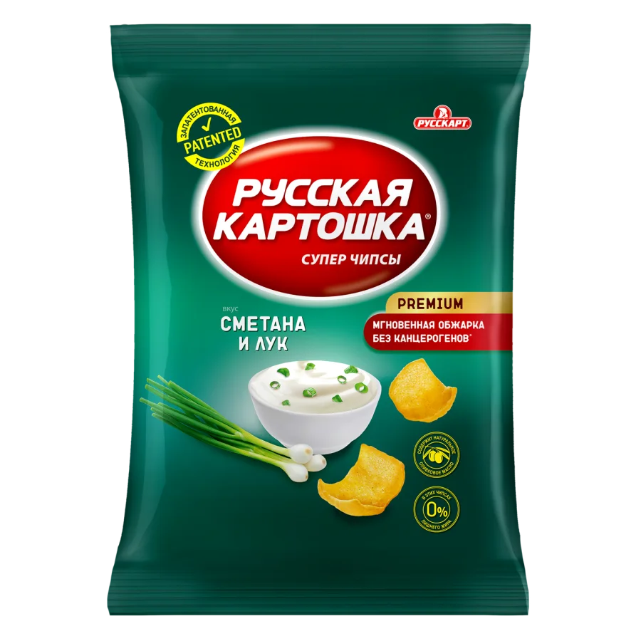 Potato chips "Russian potato" 50g 24p with sour cream and onion flavor