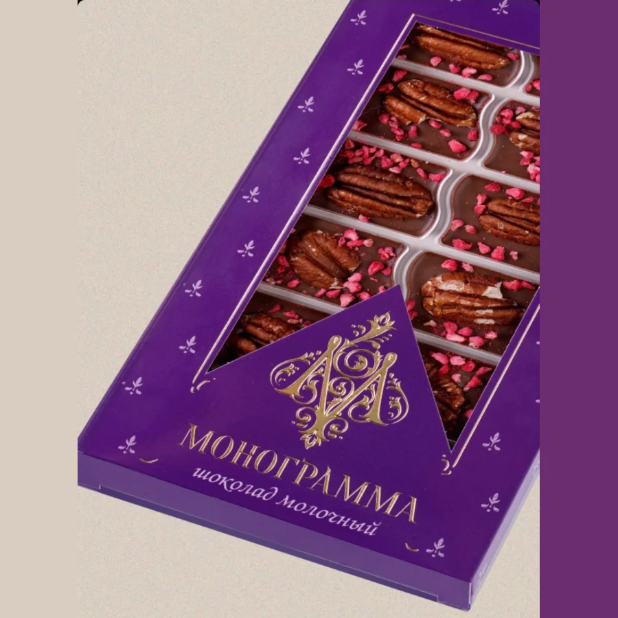 Chocolate "Monogram" Milk with Malina and Nut Pecan 100 gr