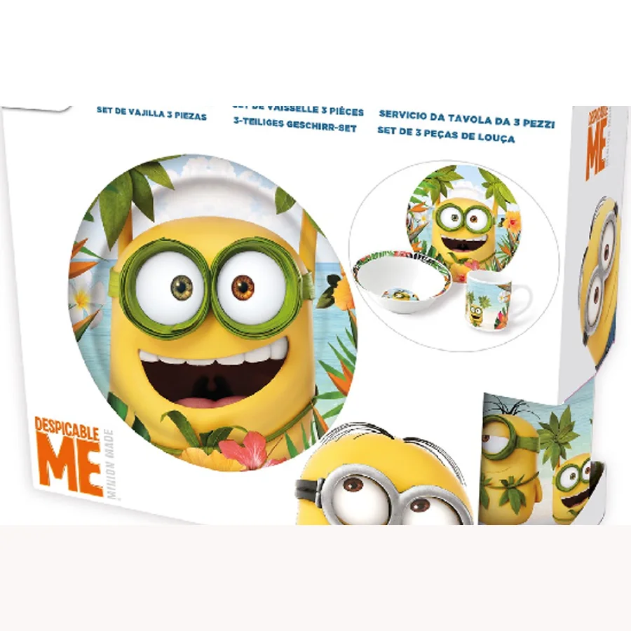 Set of ceramic dishes in gift wrapping (3 subjects). Minions Paradise