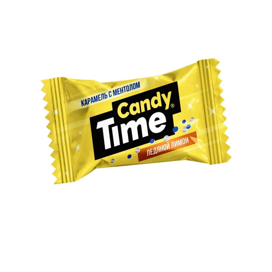 Mini caramel Candy Time in menthol granules.