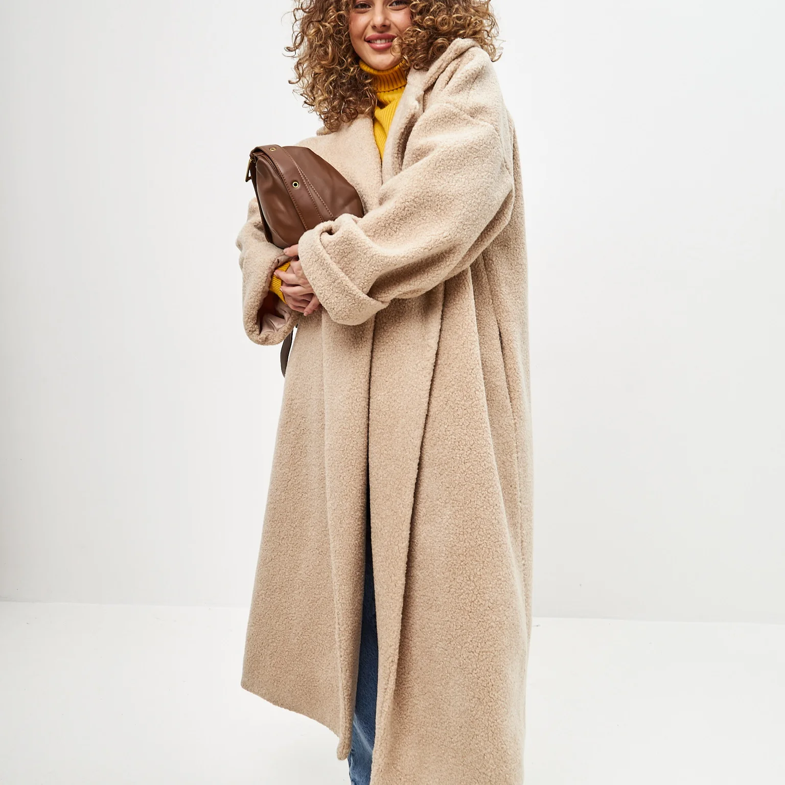 Women's demi-season sheepskin coat one size