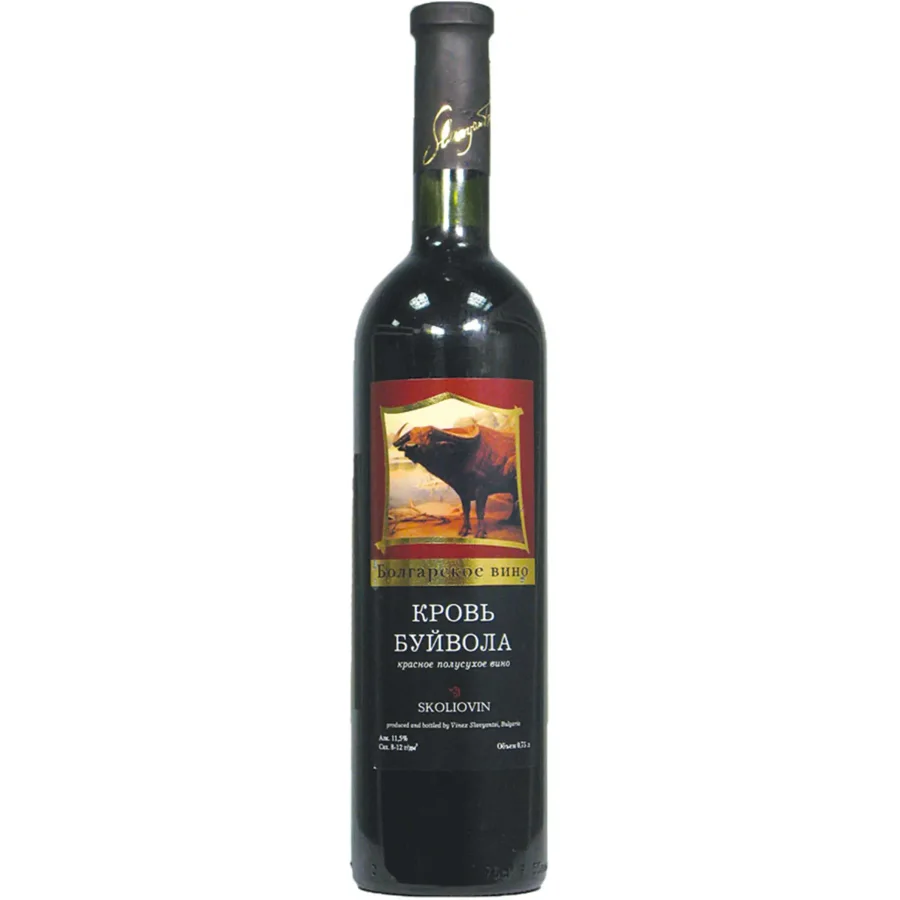 Wine table semi-dry red buffalo blood. Trademark «Skoliovin» 11.5% 0.75