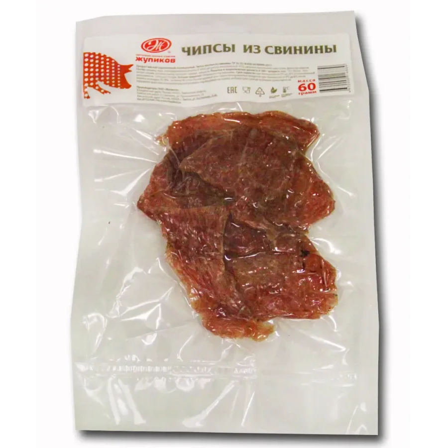 Pork meat chips with / in (60 g) Real meat products of ZHUPIKOV