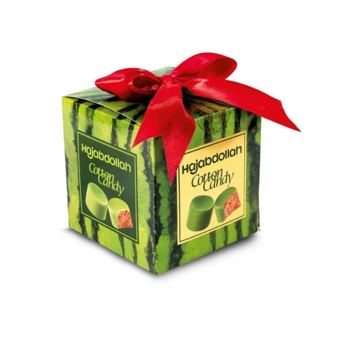 Watermelon-flavored pashmala candies in a gift box with a bow