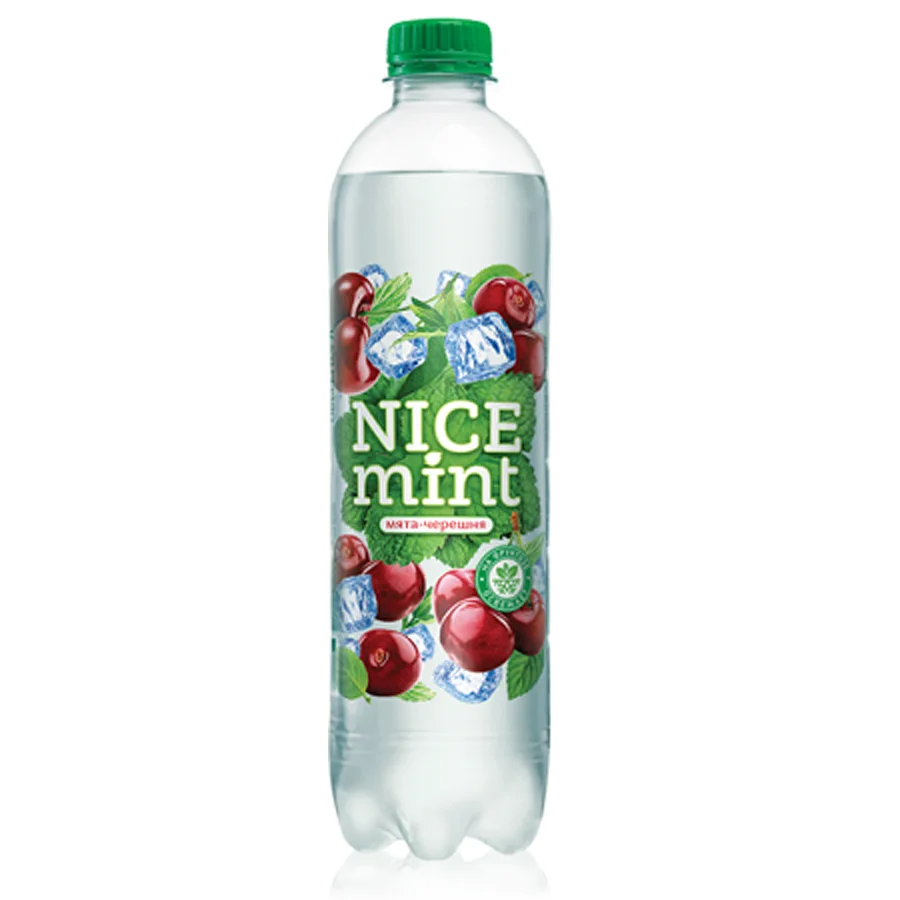 Non-alcoholic beverage carbonated on fructose with mint and cherry aroma