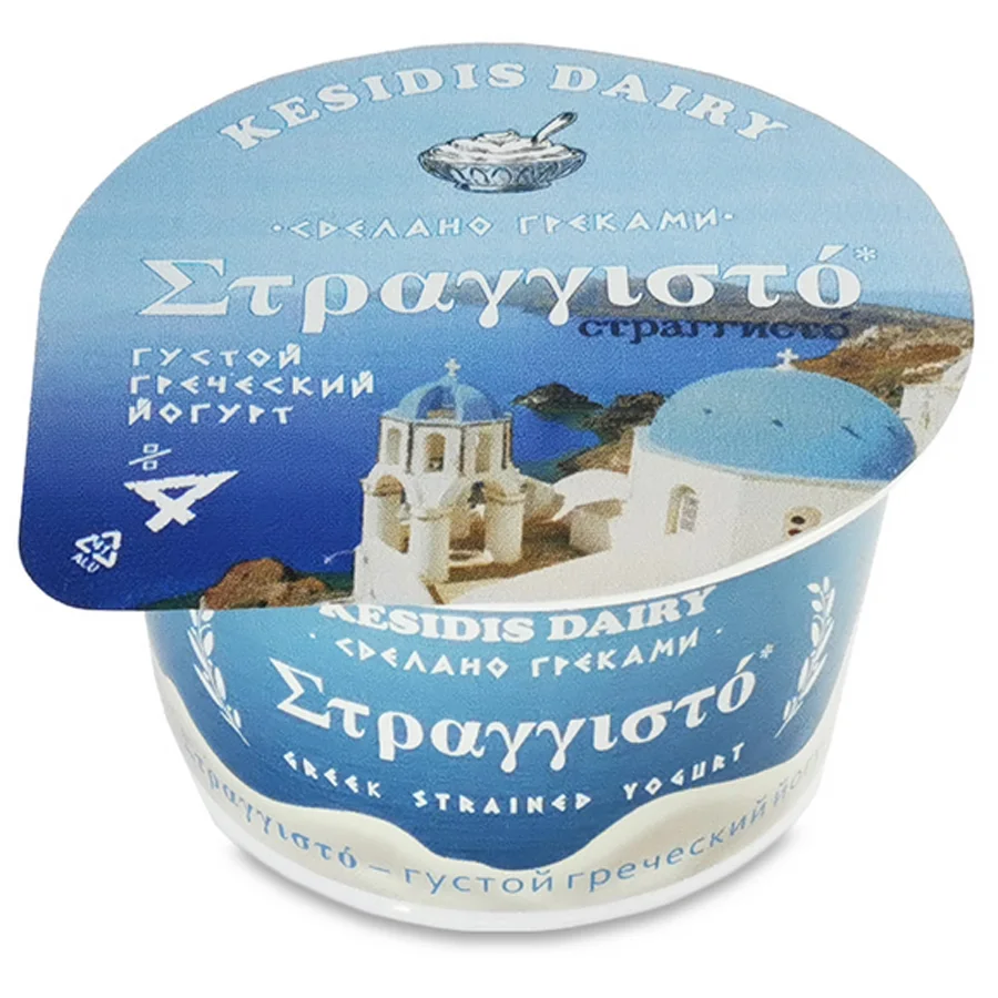 Густой греческий йогурт "Straggisto"  с массовой долей жира 4% 