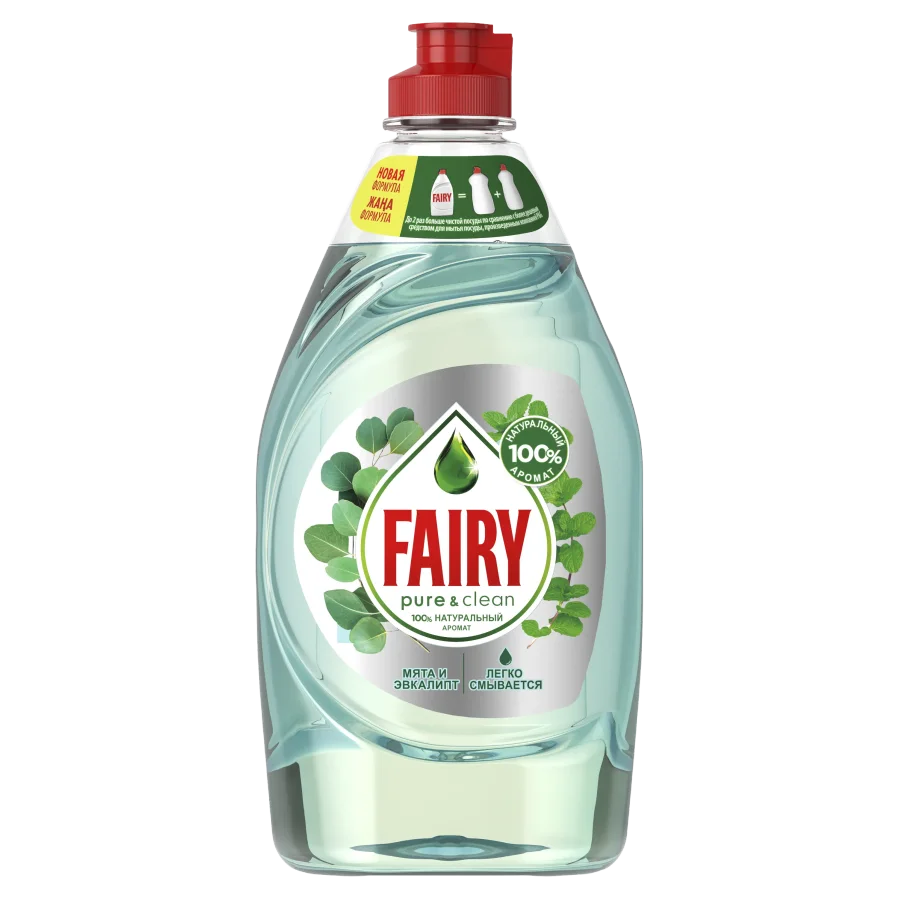 Tool for washing dishes Fairy Pure & Clean Mint and Eucalyptus with 100% natural aroma 450 ml