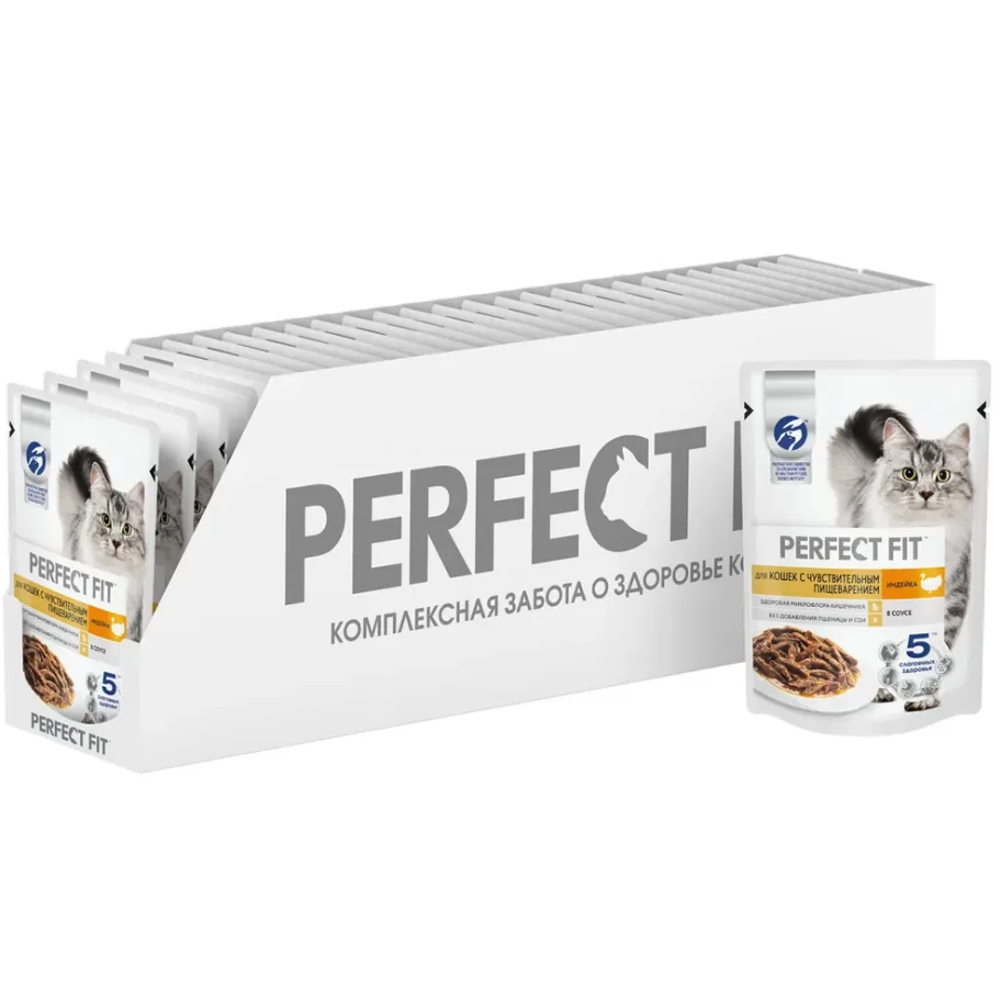 PERFECT FIT Cat food With sensitive digestion Turkey in sauce, 75g