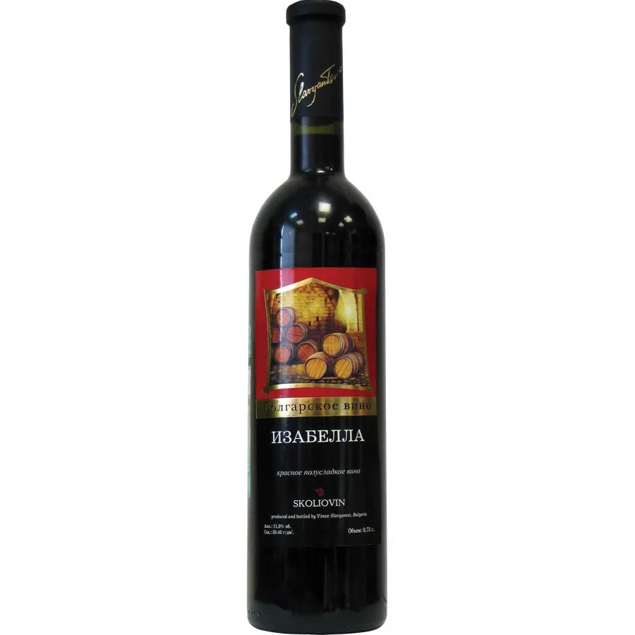 Вино столовое полусладкое красное Изабелла. Товарный знак "Skoliovin" 11% 0,75