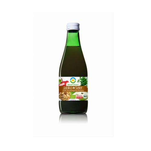 Natural organic juice from apples and celery