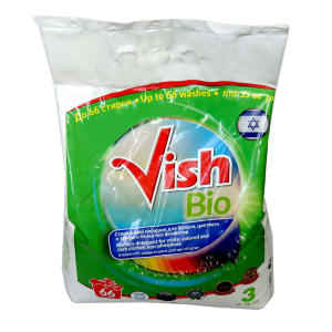 Vish Bio washing powder for white and colored fabrics, super concentrated 3kg , 60 washes. Without phosphates. 