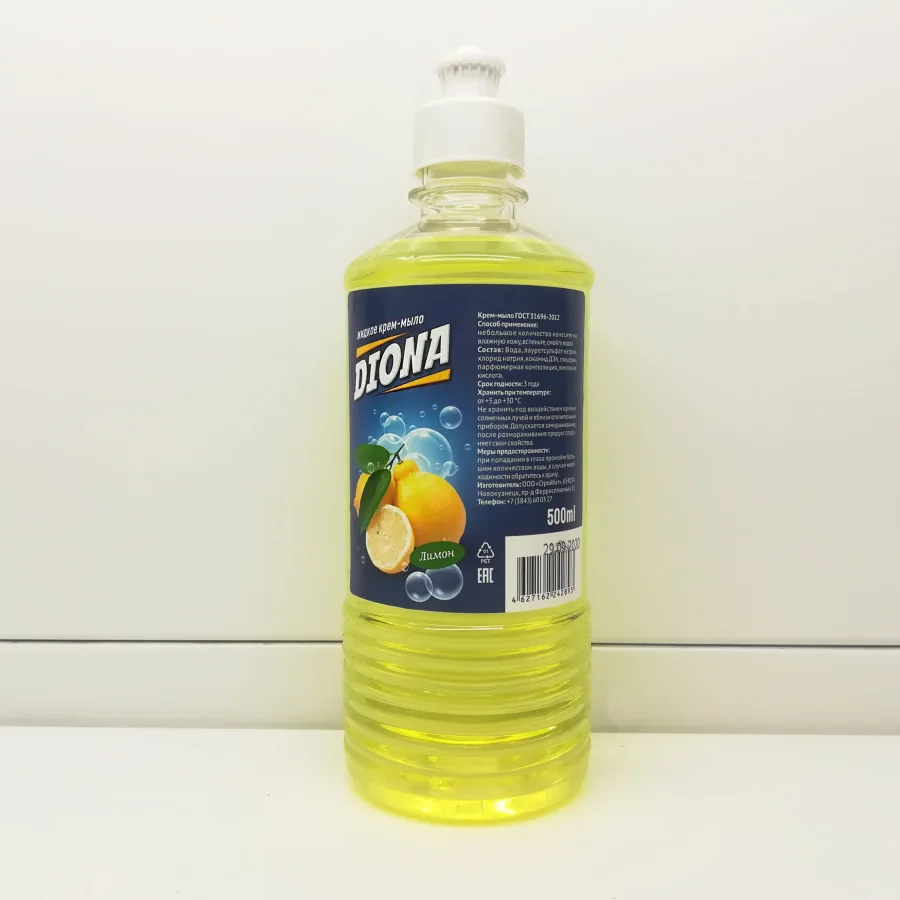 Жидкое крем-мыло Diona лимон ПЭТ 500мл(пуш-пул)/12шт/864шт