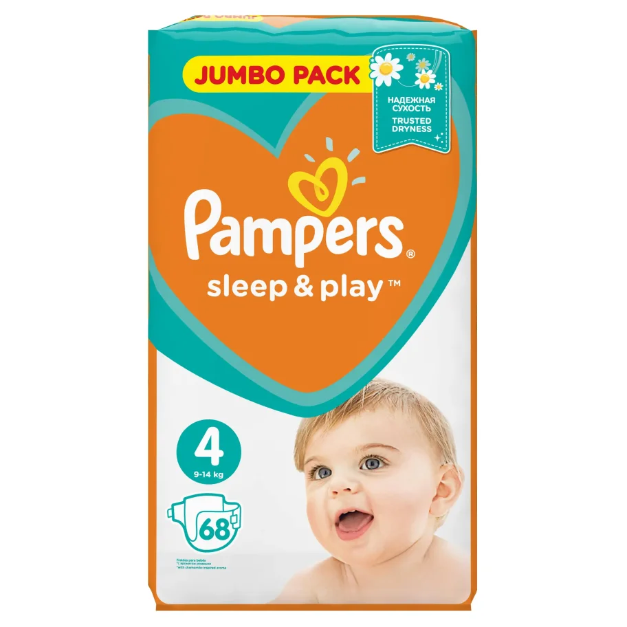 Подгузники Pampers Sleep & Play 9-14 кг, 4 размер, 68 шт.