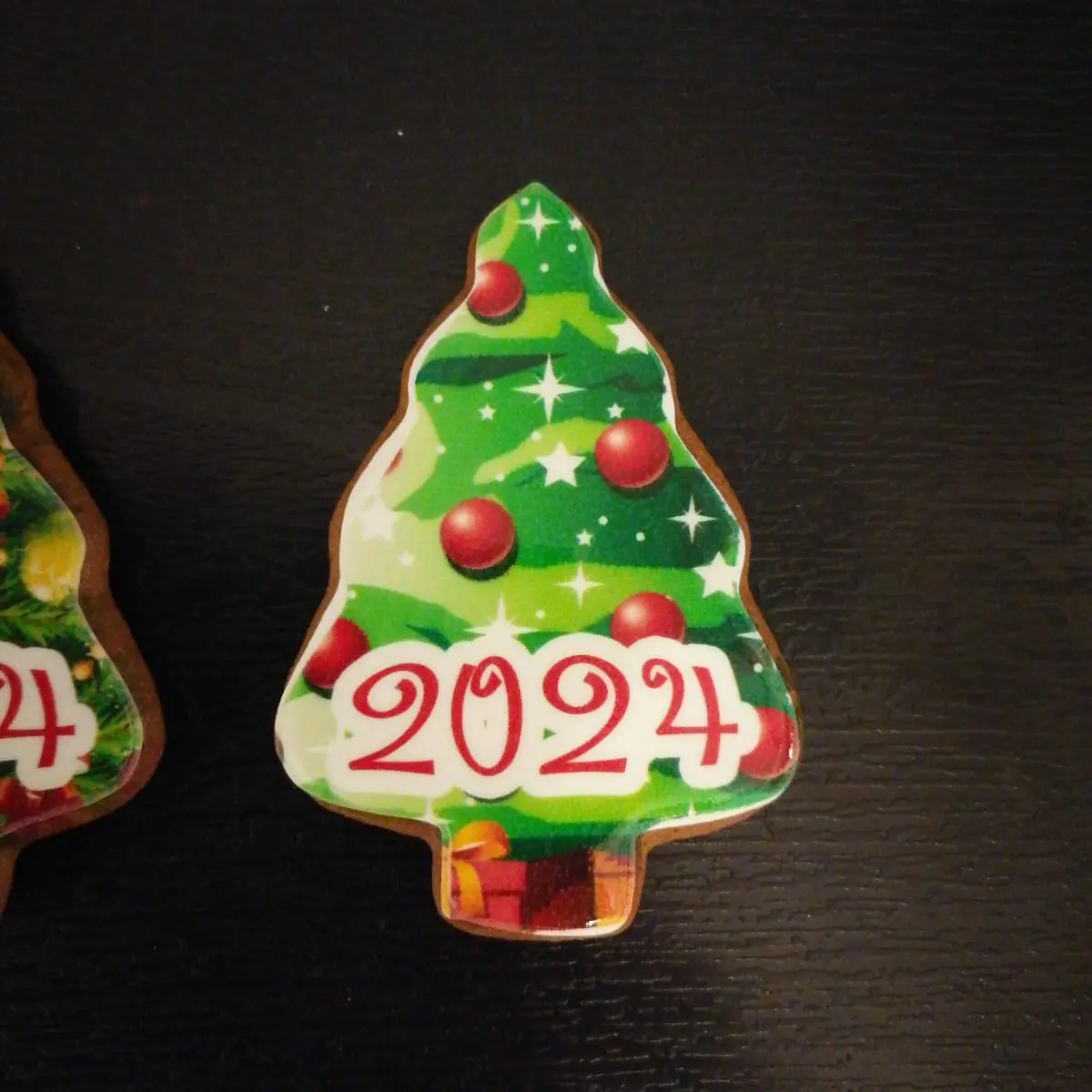 Gingerbread branded in the shape of a Christmas tree