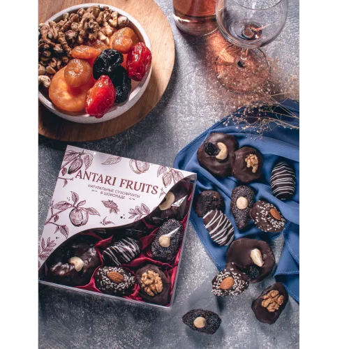 Natural dried fruits in chocolate 