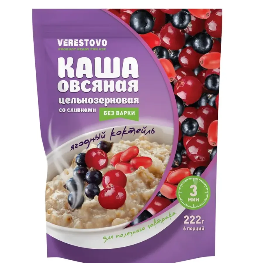 Porridge of instant cooking with cream "Berry cocktail" Verseretovo (portion packaging 6 servings)