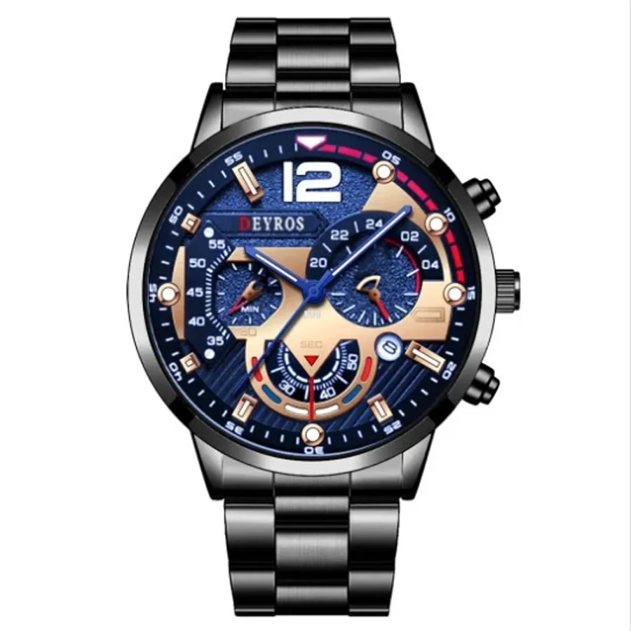 DEYROS Watches Men's Watches Calendar Men's Watches Six-contact Steel Strap Watches Quartz Watches Sports Men's Watches Luminous Watches Men