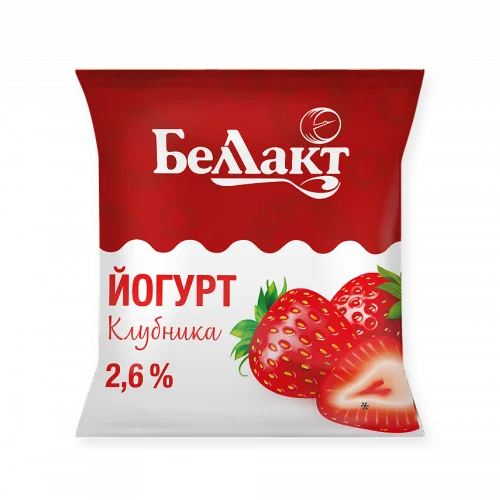 Sweet yogurt "Bellact" with strawberry flavor 2.6% film 400 g