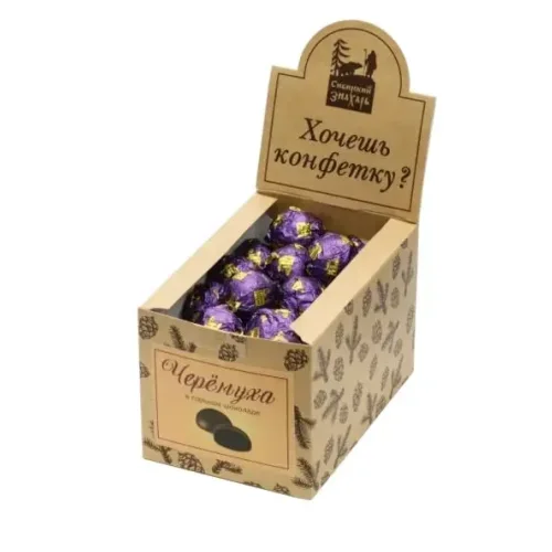 Cherry sweets in bitter chocolate show-box 50 pcs (600g)