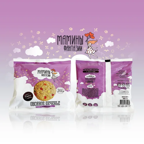 frozen confectionery semi-finished product: oatmeal cookies with candied fruits (400g)