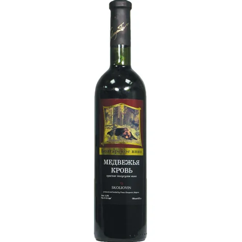 Wine table semi-dry red bear blood. Trademark «Skoliovin« 11.5% 0.75
