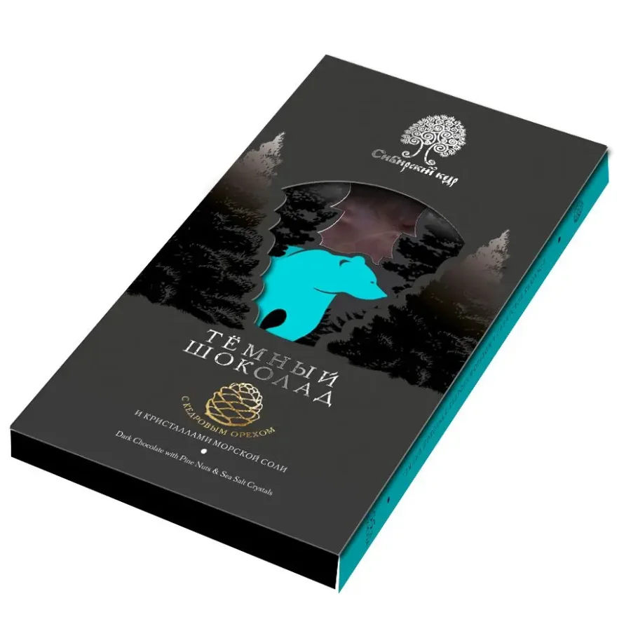 Dark chocolate with pine nuts and salt crystals / 100 g