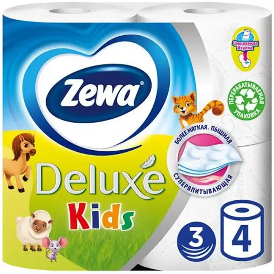 Zeva Deluxe kids Toilet paper 3-layer Children's 4 pcs
