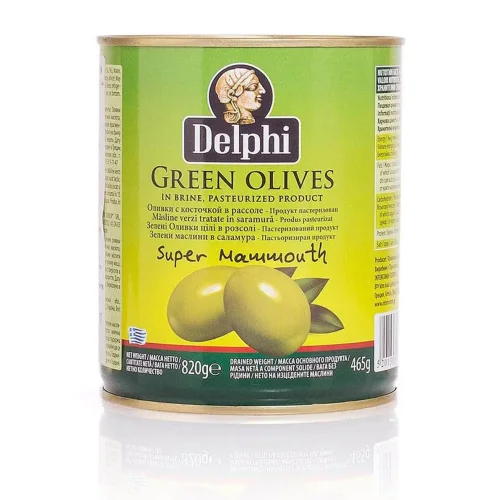 Оливки с косточкой в рассоле Super Mammouth 91-100  DELPHI 820г