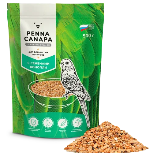 Полнорационный корм для волнистых попугаев PENNA CANAPA с семенами конопли