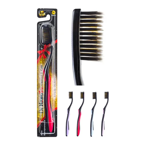 Double row toothbrush with charcoal and gold nanoparticles Dr.NanoTo Charcoal & Nano Gold (50 pieces in assortment including threads of our brand)
