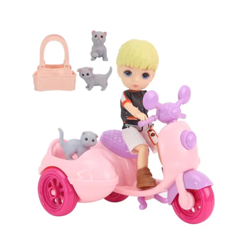 Кукла - мальчик 5 дюймов с трехколесным велосипедом    