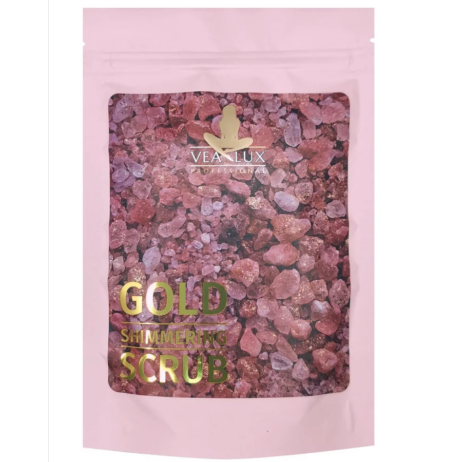 Vealux / Мерцающий сухой шиммер-скраб для тела с розовой солью GOLD SHIMMERING SCRUB Виалюкс 200 г