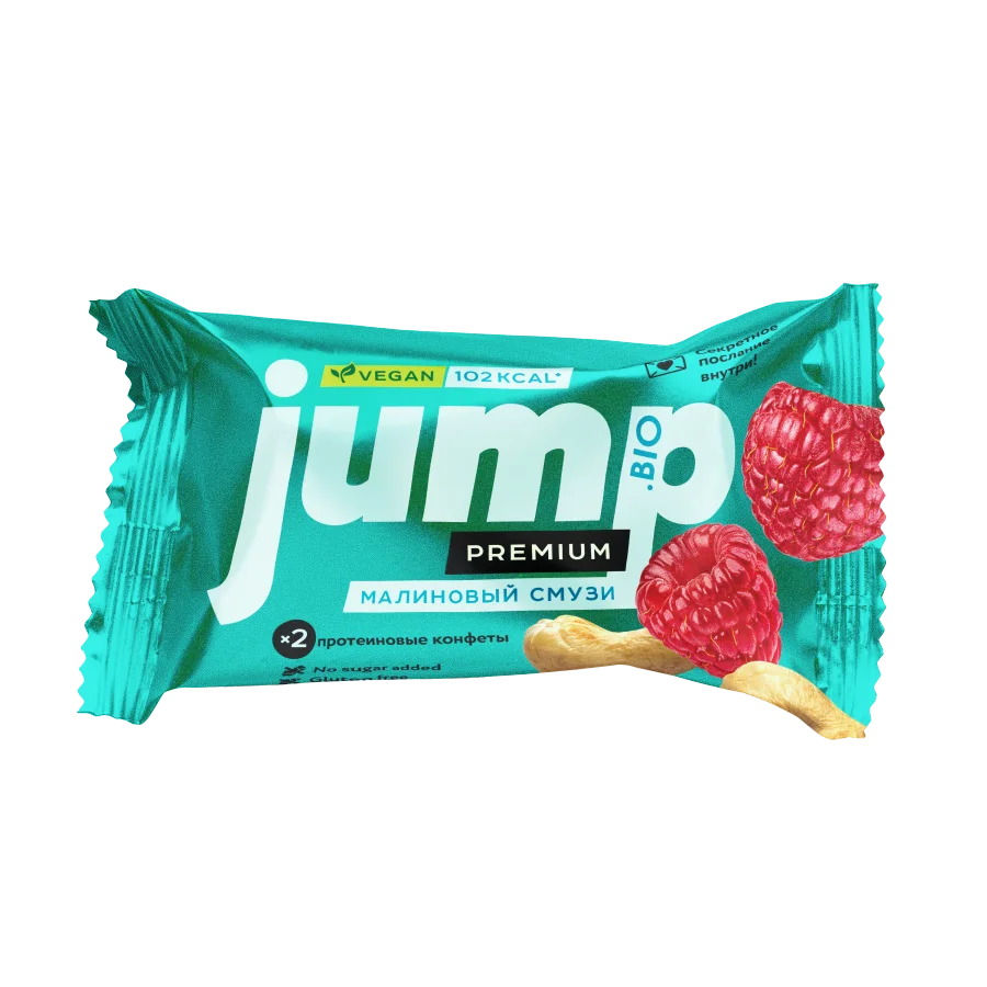 JUMP PREMIUM VEGAN protein nut and fruit candies "Raspberry smoothie"