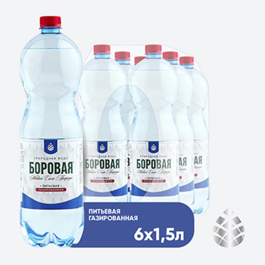 Вода BOROVAYA ( БОРОВАЯ) питьевая природная газированная, 1.5л х 6 шт