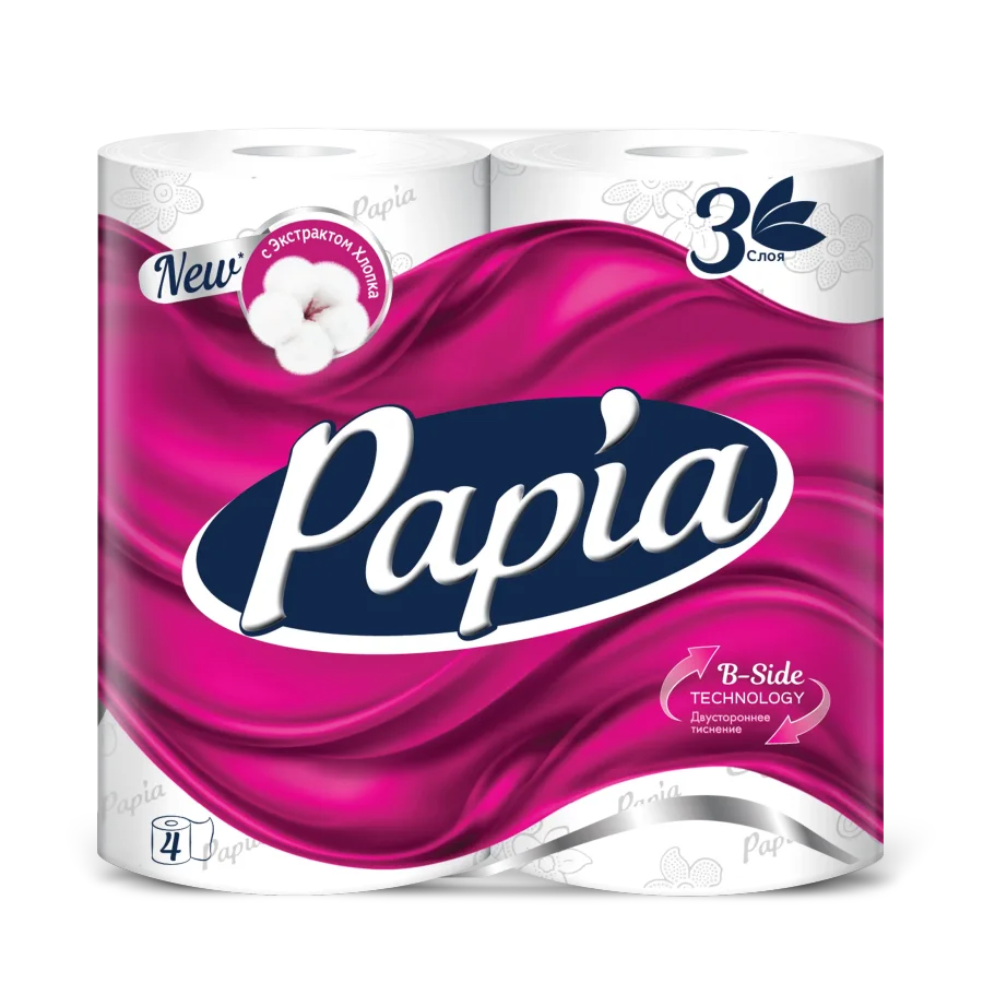 PAPIA Toilet Paper White 3 layers 4 rolls