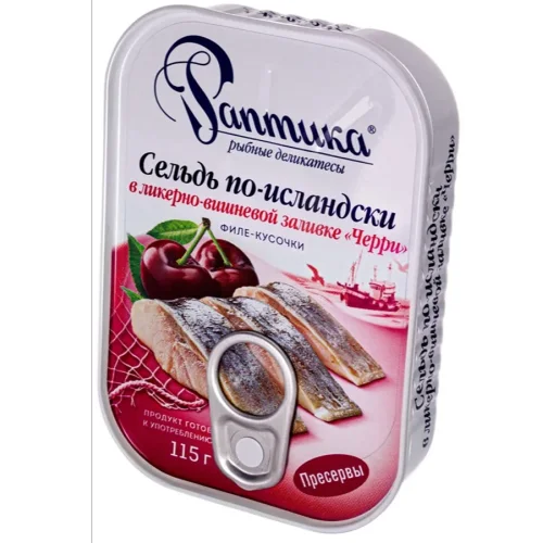Presserves. Herring in Icelandic in the liqueur-cherry fill "Cherry"