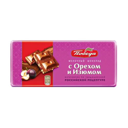 Milk chocolate with nuts and raisins Victory of taste, 80g