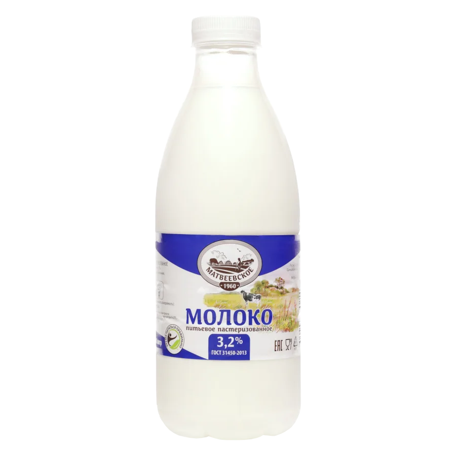 Молоко пастеризованное 3,2% в бутылке ПЭТ