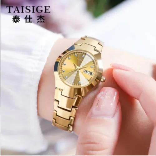 TAISIGE новые вольфрамовые стальные модные тенденции розовое золото женские часы с бриллиантами кварцевые женские часы