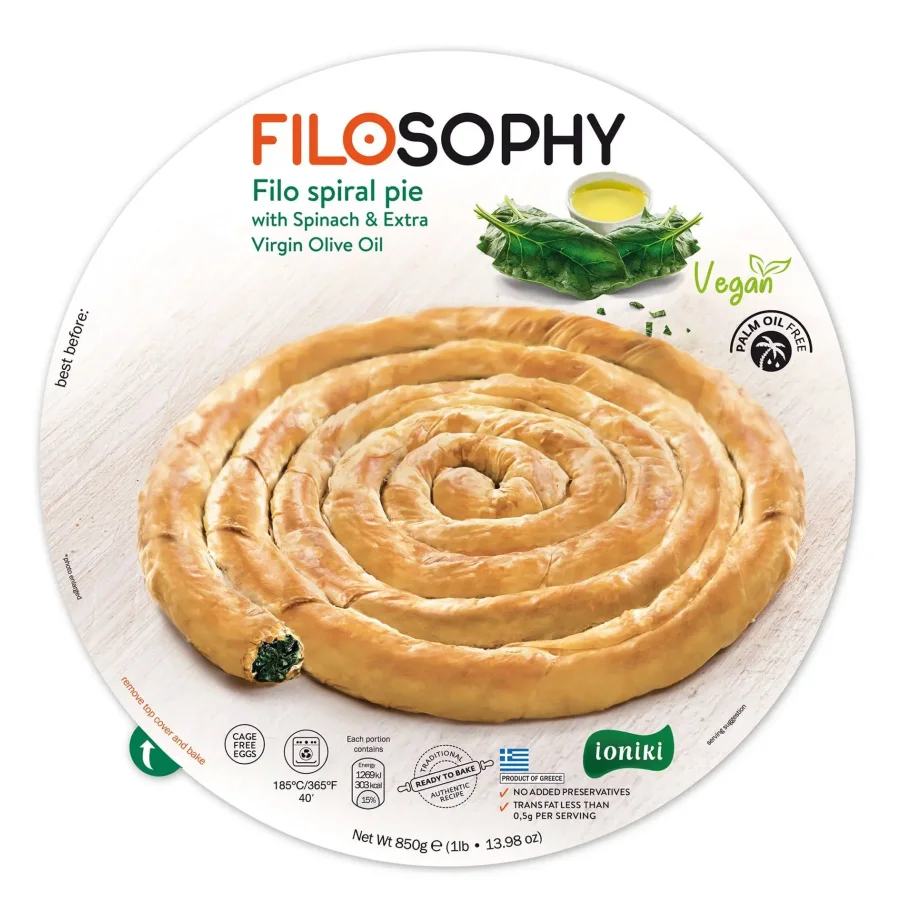 Пирог «Филло» со шпинатом и оливковом маслом спиральный IONIKI