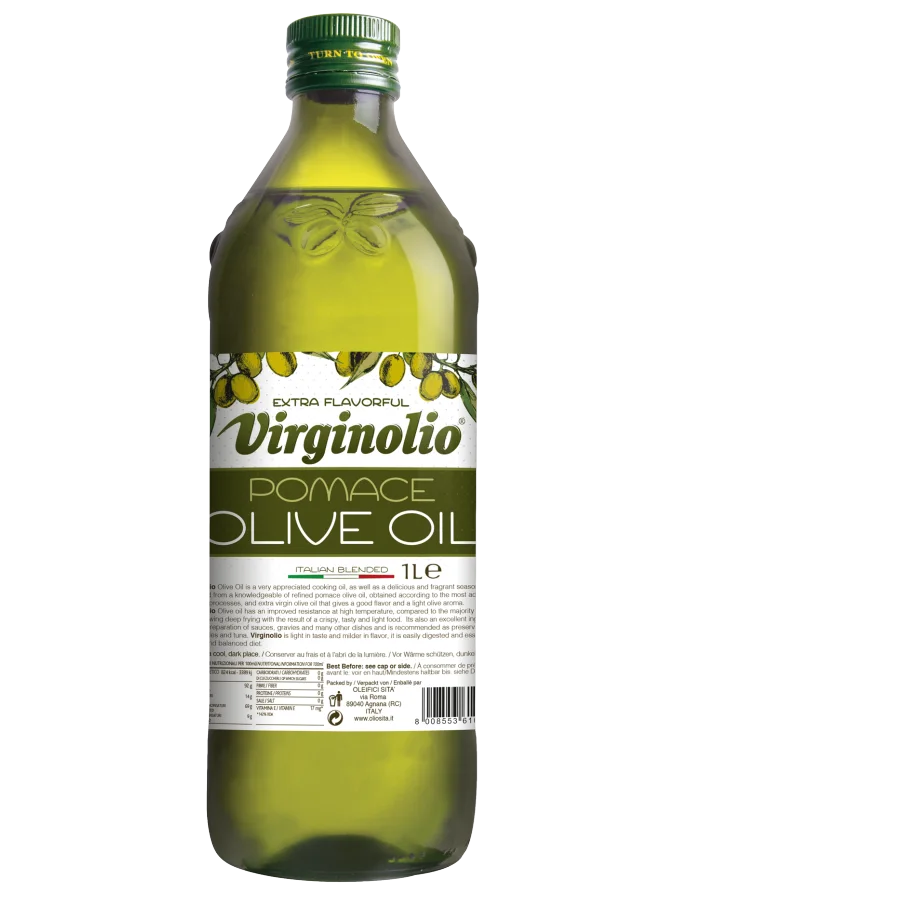 Масло оливковое из выжимок рафин. Помас VIRGINOLIO 1л./12шт, ст/б.
