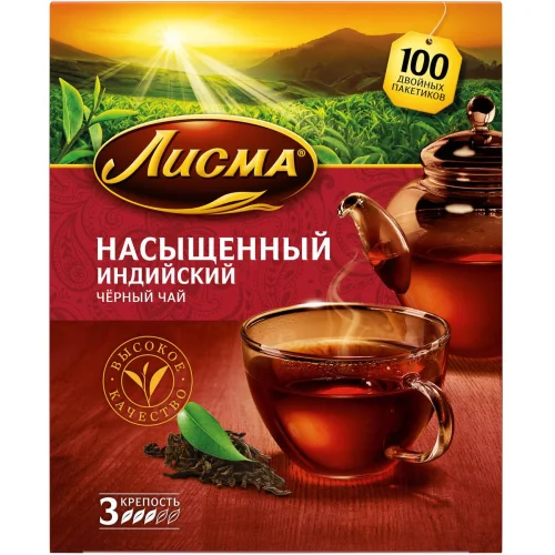 Чай Лисма "Насыщенный" черный мелкий лист 100 пакетиков