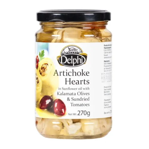  Artichokes in sunflower oil with dried tomatoes and olives Kalamata DELPHI