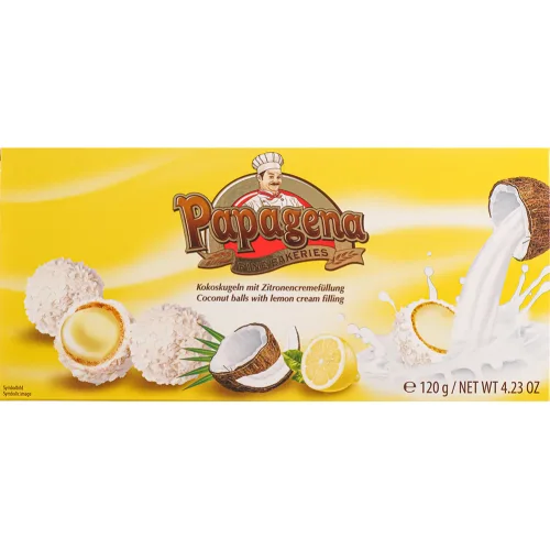 Papagen waffle balls with lemon flavor in coconut chips, 120 g